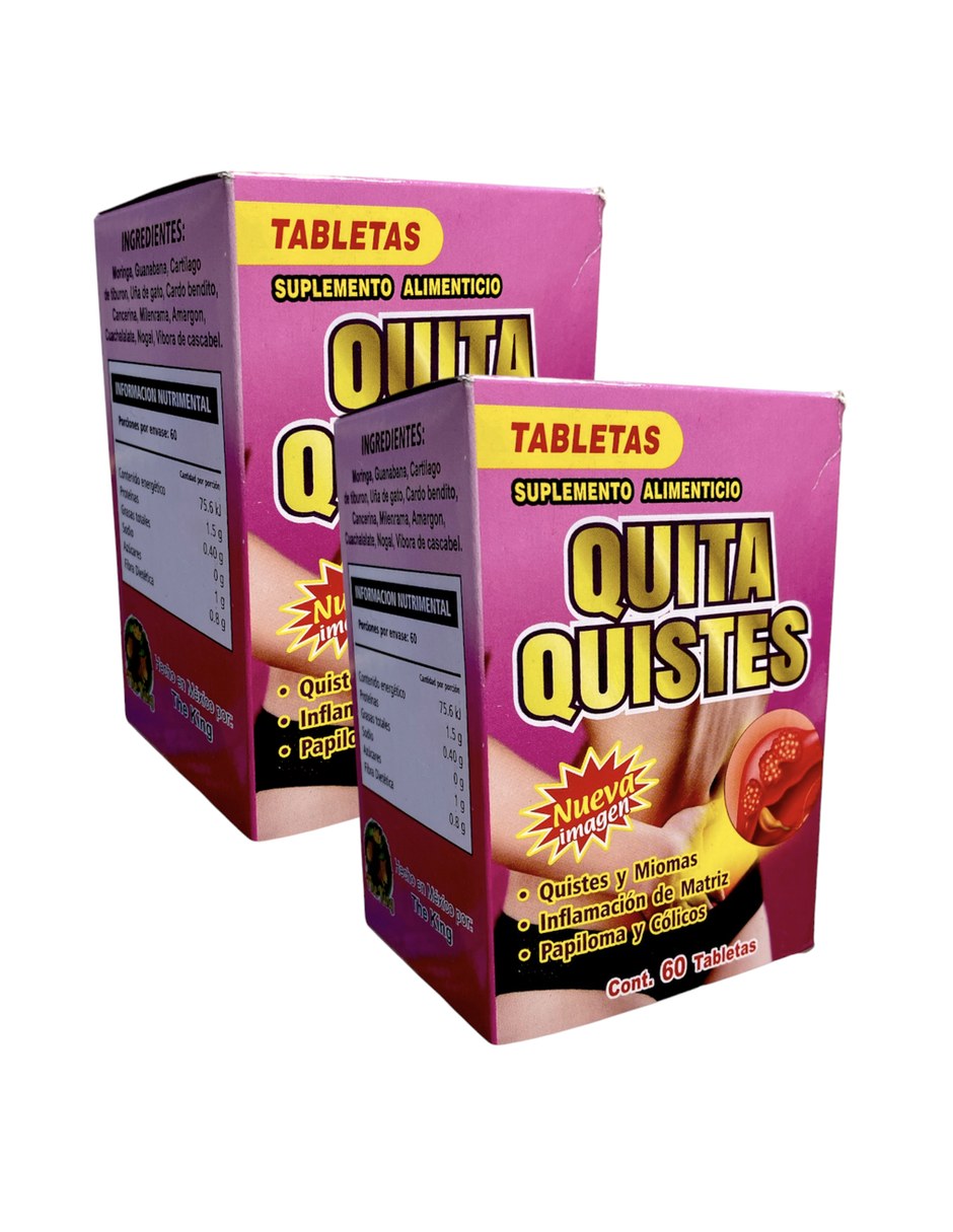 Quita Quistes 60 tabletas Paquete de 2 HERBOMEX con Mezcla de hierbas sabor Sin sabor de 2