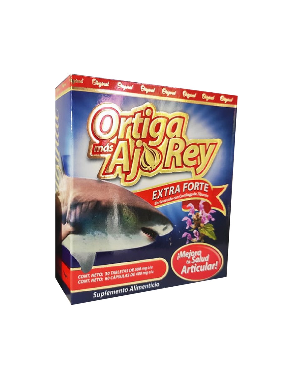 Ortiga Mas Ajo Rey Extra Forte 30 tabletas + 60 capsulas Paquete de 3 con Extracto de ortiga sabor Sin sabor de Ortiga Mas Ajo Rey Extra Forte 30 tabletas + 60 capsulas Paquete de 3 con Extracto de ortiga sabor Sin sabor de