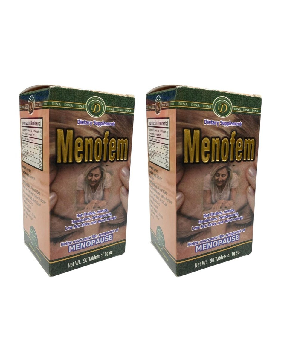 Menofem 90 tabletas Paquete de 2 DINA con Mezcla de hierbas sabor Sin sabor de 2