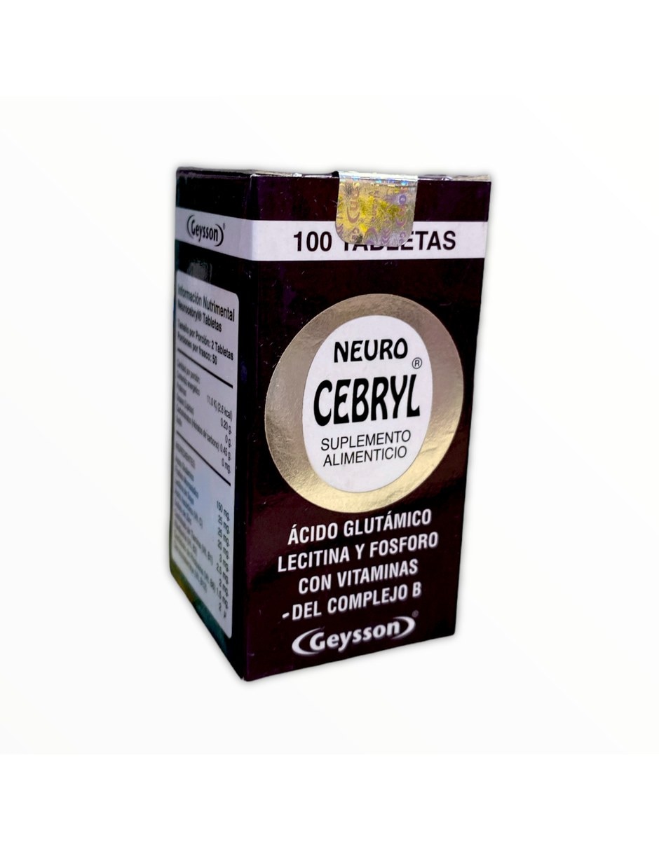 Neurocebryl 100 tabletas Paquete de 2 GEYSSON con Mezcla de hierbas sabor Sin sabor de
