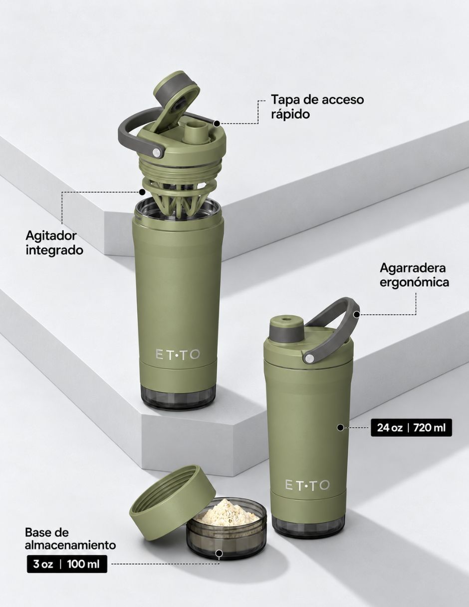 Termo shaker de Acero inoxidable ETTO Active con tapa Flip top