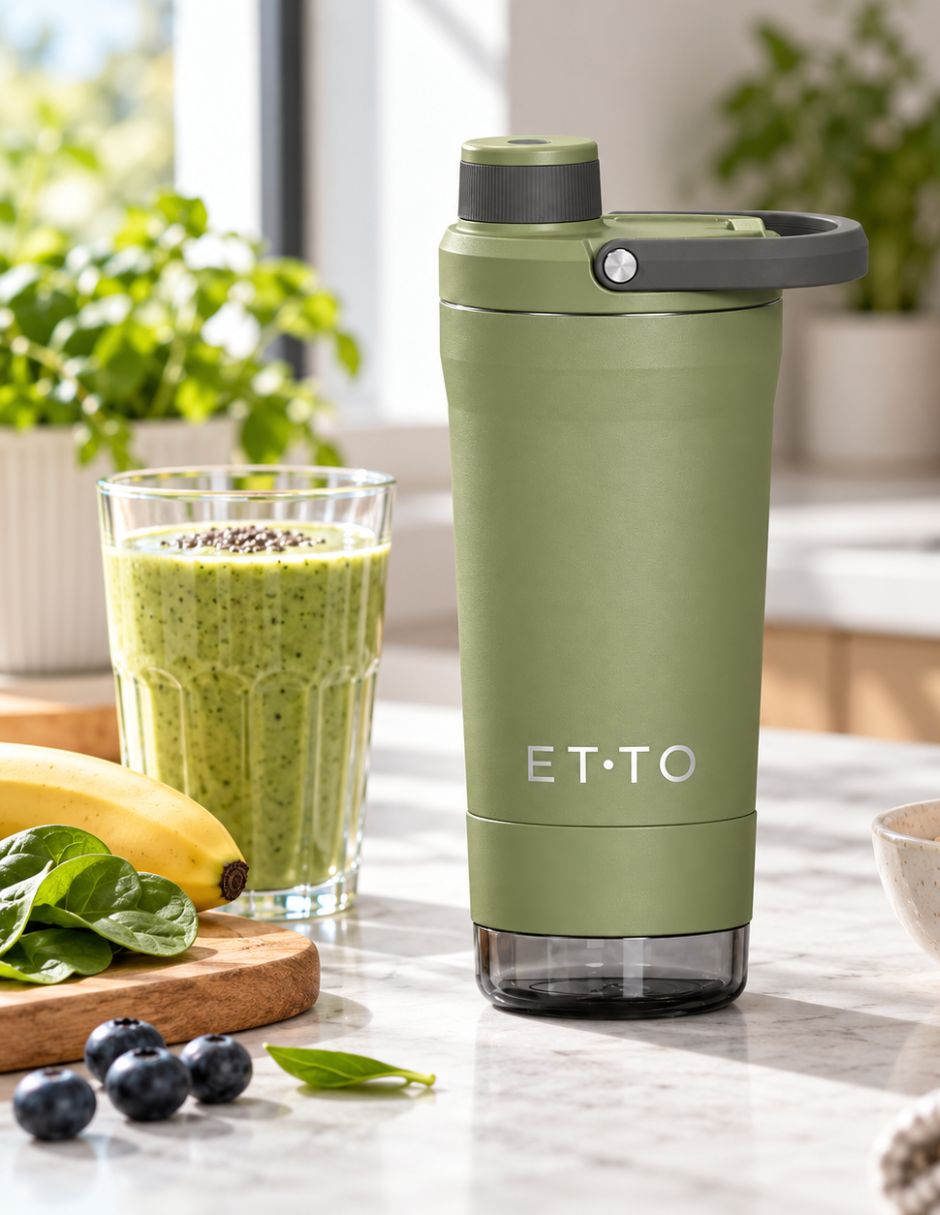 Termo shaker de Acero inoxidable ETTO Active con tapa Flip top 5