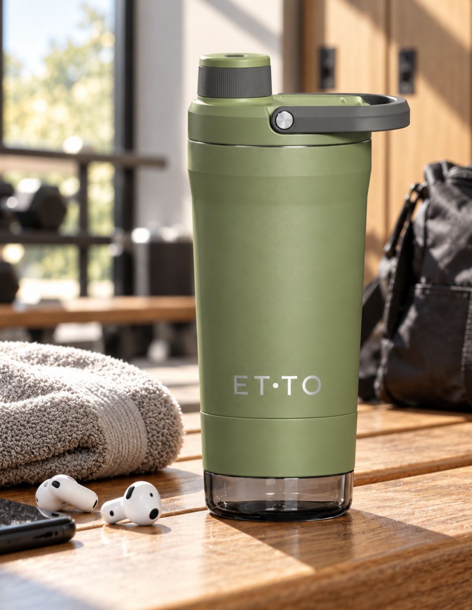 Termo shaker de Acero inoxidable ETTO Active con tapa Flip top 8