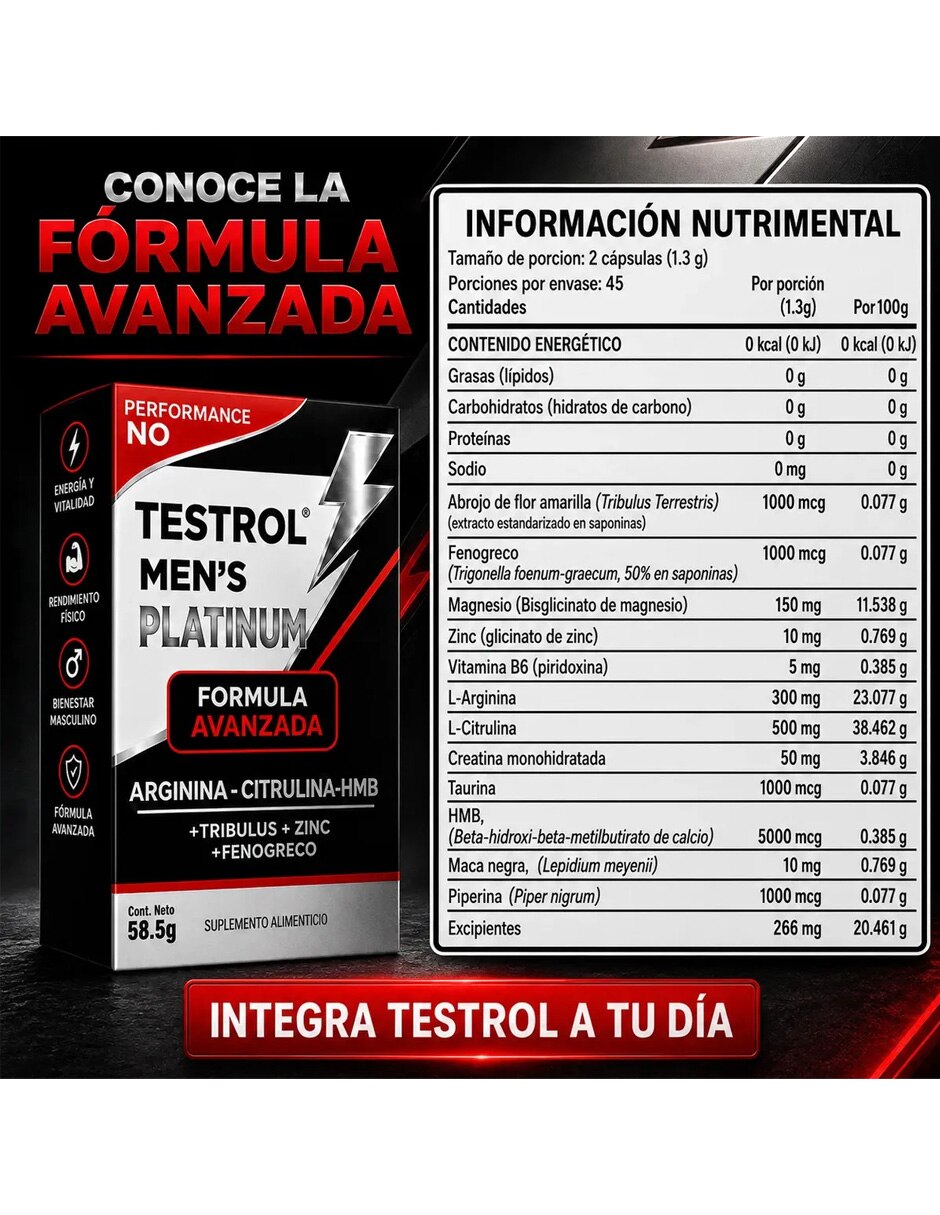 Men's Platinum Testrol con L-Arginina L-Citrulina 2