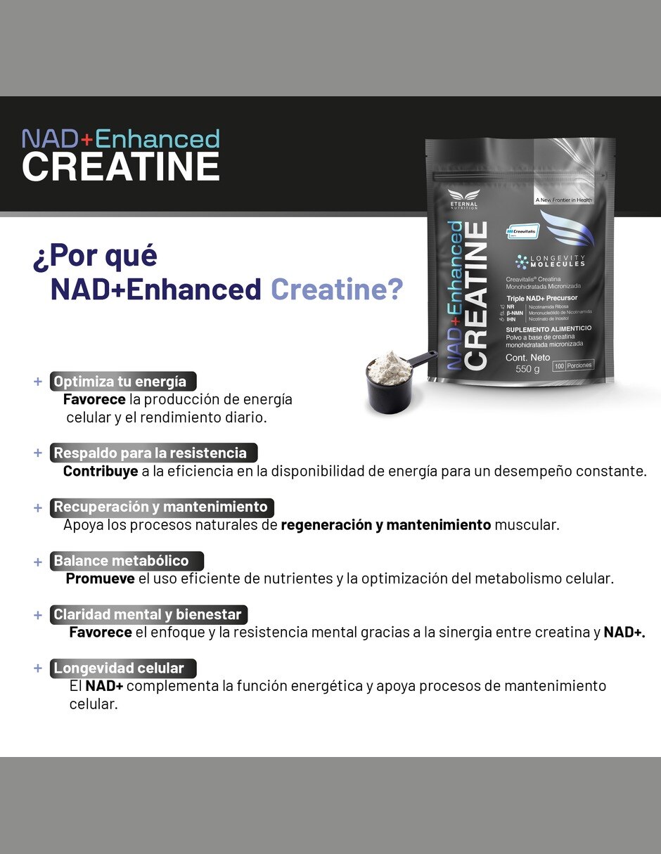 Creatina Monohidratada Micronizada con NR y NMN 550 g 5