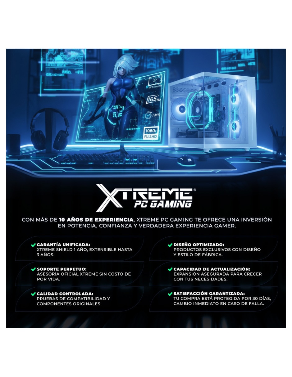Computadora gamer xtpcr716gb5060pe amd ryzen 7 nvidia geforce rtx 5060 16 GB RAM 1 TB SSD 5